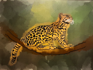 Tigrillo ilustracion Nebla art Andrea Galindo fauna bogotana bestiario